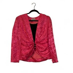 Adrianna Papell Pink Lace Twist-Front Blouse